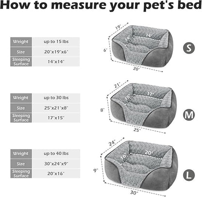 INVENHO Small Dog Bed Rectangle Washable Orthopedic Soft Calming Sleeping Durable Pet Cuddler with Anti-Slip Bottom