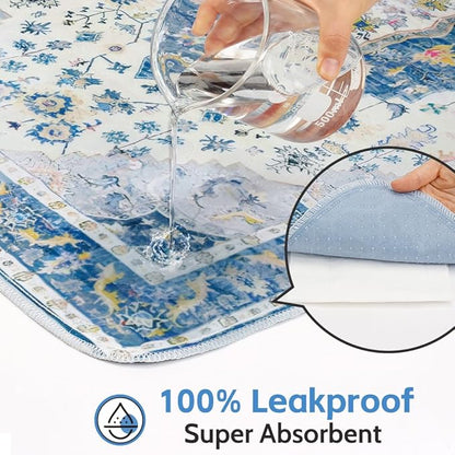 Washable Pee Pads for Dogs 2 Pack Reusable Puppy Training Pads 24"x18" Super Absorbent Waterproof Dog Training Pads, Non-Slip Potty Pads Whelping Pads Litter Mat Pet Supplies Blue