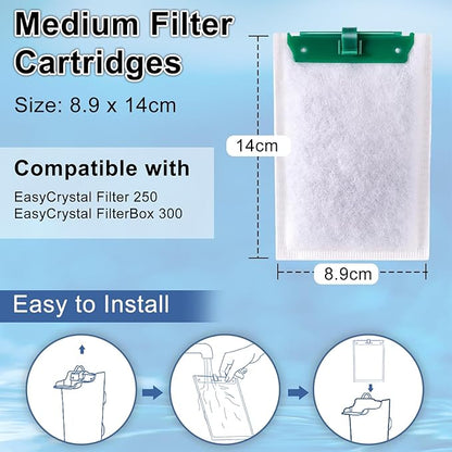 12 Pack Medium Filter Cartridges for Whisper Bio-Bag Filters, Aquarium Replacement Filter Cartridges for Whisper Filters Replacement Filter Cartridges for Whisper Filters 10i/IQ10/PF10 and ReptoFilter