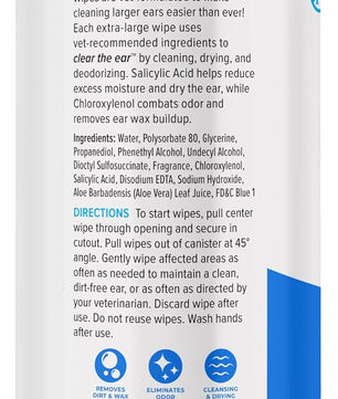 Vetnique Oticbliss Advanced Cleaning Ear Wipes for Dogs for Odor Control, Dirt and Wax Removal with Soothing Aloe Vera, Salicylic Acid & Vitamin E, (Ear Cleaning Wipes, Advanced Cleaning Large)