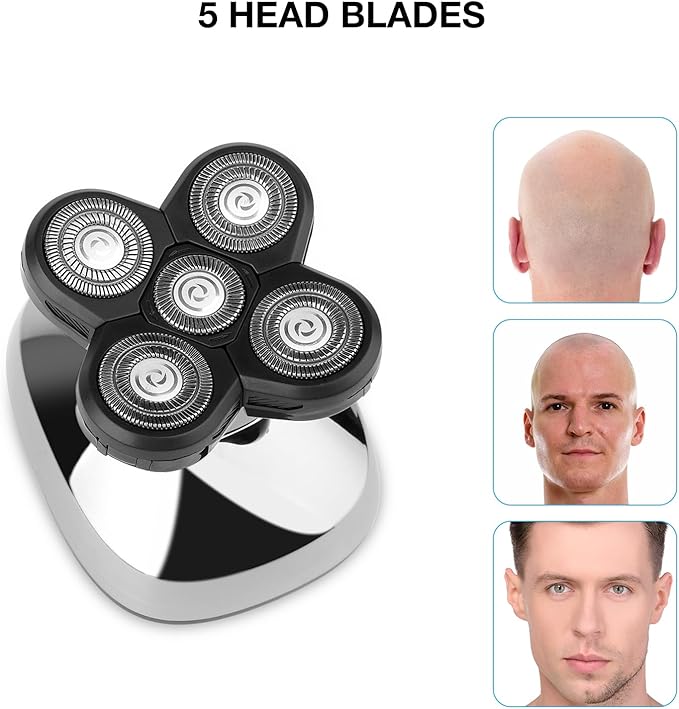 FREEDOM 3PCS Universal 5 Blades Shaver Replacement Heads Compatible with Freebird SHPAVVER Wyklaus Freedom shaver, for Most Major Brands, with Easy grooming Clean Brush Blade Cover