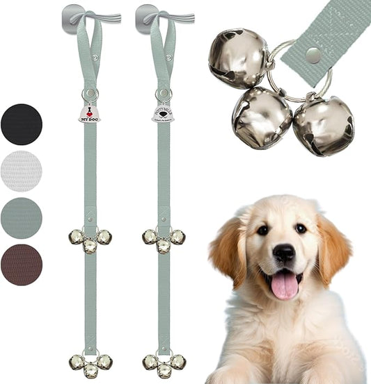 Caldwell's Pet Supply Co. Dog Potty Bells, Dog Door Bell, Bells to Go Outside, Potty Training Bell, Dogs Doorbell, Dogs Potty Doorbell, Ring to Go Pee, All Breed Puppy Training Tool - Gray (Set of 2)