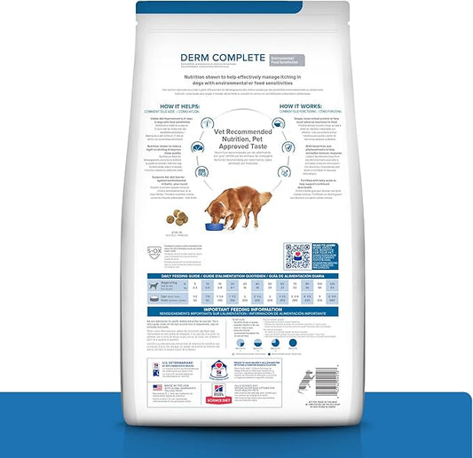 Hill's Prescription Diet Derm Complete Skin & Food Sensitivities Dry Dog Food, Veterinary Diet, 14.3 lb. Bag