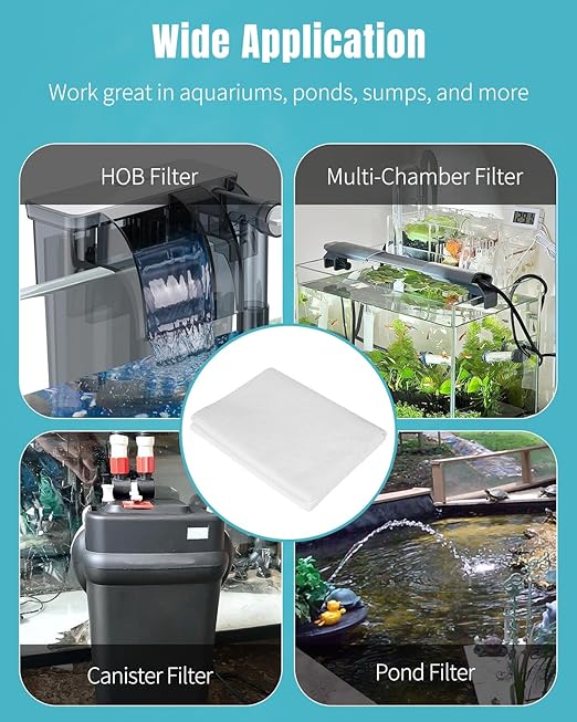 Pawfly 200 Micron Fine Aquarium Polishing Filter Pad, High Density Filter Media Pad for Ponds & Sumps, 36 x 24 Inch Cut-to-Fit Aquarium Filter Floss, Water Polishing Pad for Fish Tank Filters