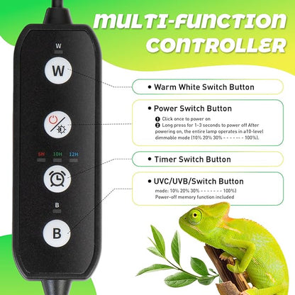 UVB Light for Reptiles,Dimmable Brightness LED Reptile UVB Lamp,Adjustable 6/10/12-Hour Cycles, 9W 5INCH Reptile UVB Light Bar for Bearded Dragon,Gecko,Turtle,Snake,Lizard