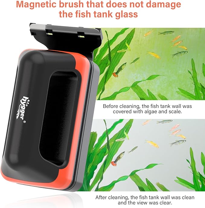 hygger Fish Tank Magnetic Glass Cleaner Two Detachable Algae Scraper for Aquarium Fish Tank，Floating Scrubber Brush Glass Algae Magnet Cleaning Tool for Small Aquariums Tank