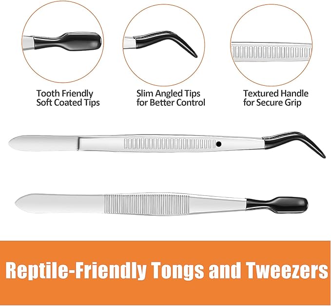 2Pcs 6 Inch Reptile Feeding Tongs with Soft Tips, Bearded Dragon Tank Accessories, Food Tweezer for Leopard Gecko, Crested Gecko, Jumping Spider, Frog, Snake, Chameleon and Red-eared Slider