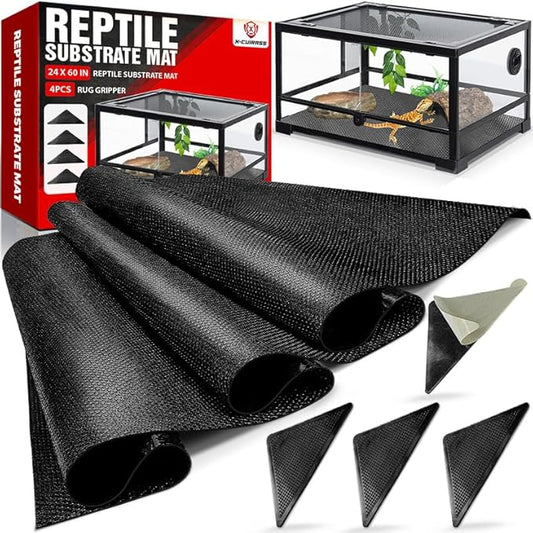 [Premium] 24"x60" Reptile Substrate Mat with 4 PCS Rug Gripper, Extra Thick & Ultra Comfortable,Non-slip, Reptile Tank Accessories for Bearded Dragon, Leopard Gecko,Lizard (not including tank)