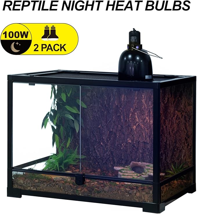 WACOOL 2Pack Reptile Night Heat Lamp, 100W Night Heat Lamp for Reptiles & Amphibians,Simulate Nature Moonlight Purple Night Light for Bearded Dragon Lizard Snake Crab