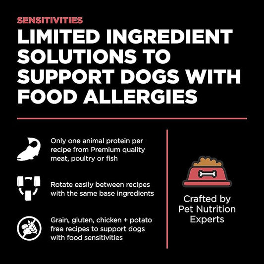 Go! Solutions Sensitivities Limited Ingredients, Grain-Free Dry Dog Food, Salmon Recipe for Sensitive Stomach, 3.5 lb Bag