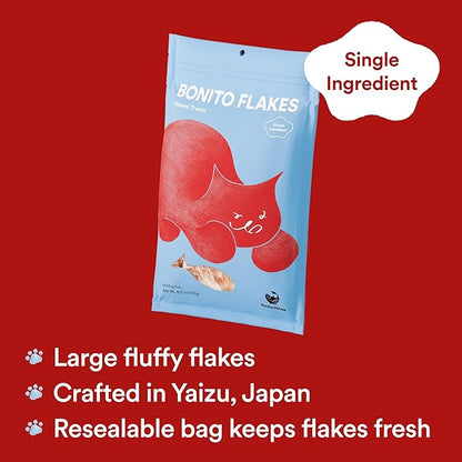Premium Bonito Flakes Treats for Cats & Dogs – 100% Wild-Caught, Single-Ingredient, High-Protein, All-Natural – No Additive, Grain-Free – Single-Ingredient – Large Flakes – 4.0oz