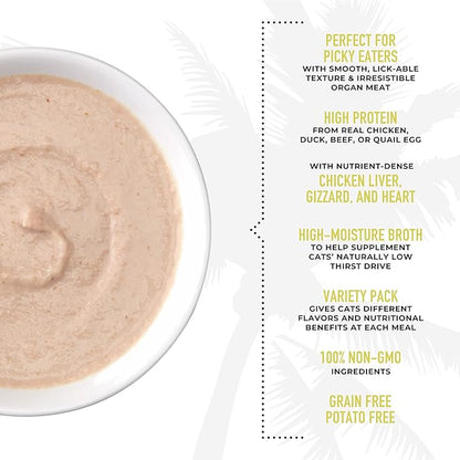 Tiki Cat After Dark, Velvet Mousse, Variety Pack, Grain & Potato Free Formula, with High Protein & Nutrient Dense Blended Irresistible Organ Meat, 2.8 oz. Pouch (Pack of 12)