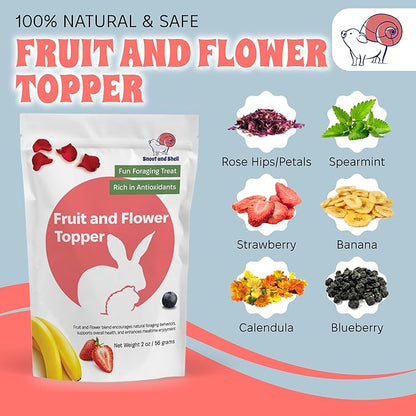 2 oz Fruit and Flower Topper – Natural Foraging Treat for Small Pets – Rabbits, Guinea Pigs, Chinchillas & More – Rich in Antioxidants & Vitamin C