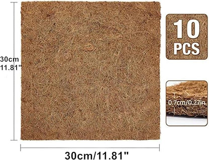 10Pcs Reptile Substrate Mat Carpet Chicken Nest Mat 30 * 30cm Natural Coconut Fiber Pet Mat Substrate Liner Terrarium Planter Liner for Lizard Turtle Snake Gecko Bearded Dragon Tortoise