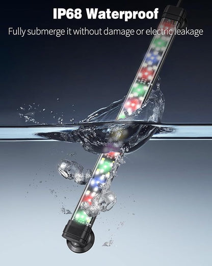 Pawfly 6.5 W Aquarium LED Light 12 Inch 24/7 Fish Tank Light with Full Spectrum IPX8 Waterproof Lights Multi-Colored LEDs with D/N Mode Single Color Effects Timer and Adjustable Brightness