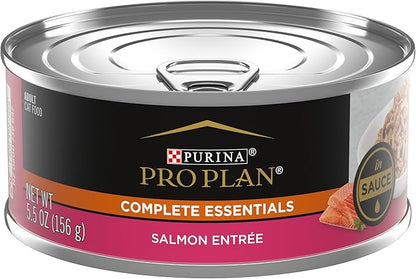 Purina Pro Plan Gravy Wet Cat Food, COMPLETE ESSENTIALS Salmon Entree in Sauce - (Pack of 24) 5.5 oz. Cans