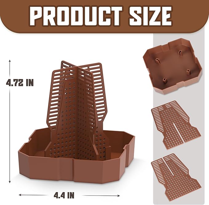 Chameleon Feeding Bowl for Reptile Terrarium, Climbable Design for Reptile to Hunt, Suitable for Feeding Lizards, Bearded Dragons, Geckos, Guardians, Frogs, Reddish Brown, Small