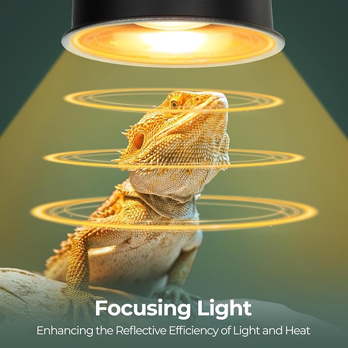 2 Pack Reptile Light Fixture, 5.5in Deep Dome Reptile Heat Lamp Fixture with Switch, Dual Terrarium UVB Basking Light Fixture for Bearded Dragon Snake, Suitable for E26 Bulbs Up to 100W