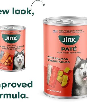 Jinx Premium Wet Dog Food Cans - Salmon Pate - Grain-Free Canned Dog Food Pate & Topper with Real Ingredients & No Fillers - All Life Stages, Breeds & Sizes - 12-Pack, 13 Oz