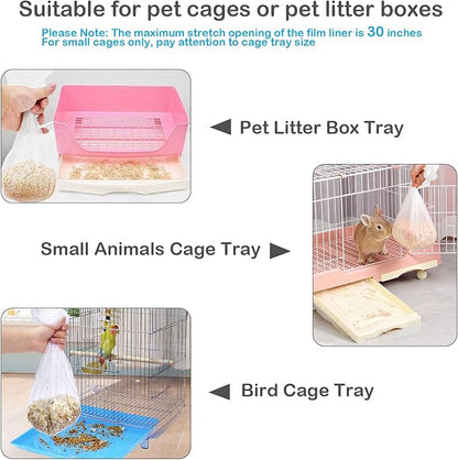 Disposable Small Animal Cage Liners, 50 PCS Rabbit litter box Liners Pet Tray Film Liner Bags Pet Toilet film Cover for Bunny Bird Chinchilla Hedgehog Hamster Ferret (28 in)