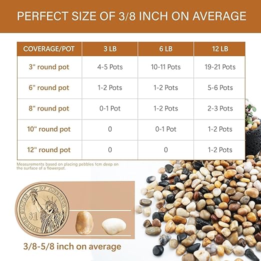 NUPICK 6lb River Rocks for Plants Indoor, 3/8 Inch Mixed Pebbles for Vase Fillers, Decorative Pea Gravel for Fish Tank, Natural Polished Stones for Succulent, Bonsai, Landscaping, Bird Baths