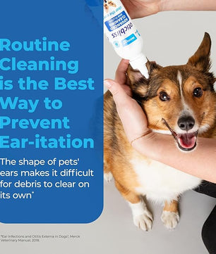 Vetnique Oticbliss Cat & Dog Ear Cleaners: Medicated Dog Ear Drops for Infection, Antiseptic Flush, & Wipes to Reduce Itchy Ears & Head Shaking - Vet Recommended for Itchy Ears (8oz, Flush)