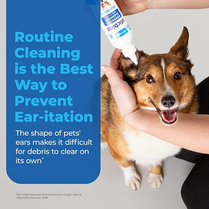 Vetnique Oticbliss Cat & Dog Ear Cleaners: Medicated Dog Ear Drops for Infection, Antiseptic Flush, & Wipes to Reduce Itchy Ears & Head Shaking - Vet Recommended for Itchy Ears (8oz, Flush)