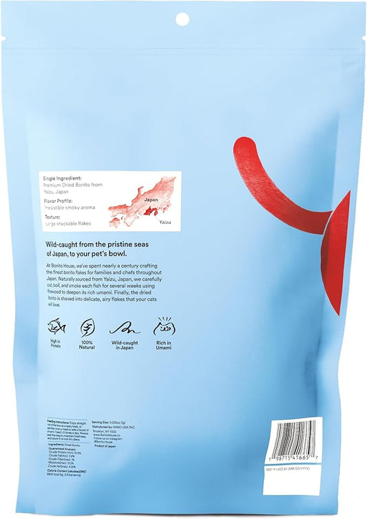 Premium Bonito Flakes Treats for Cats & Dogs – 100% Wild-Caught, Single-Ingredient, High-Protein, All-Natural – No Additive, Grain-Free – Single-Ingredient – Large Flakes – 4.0oz