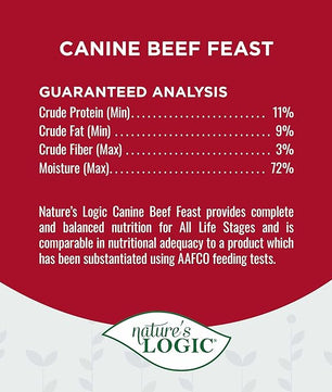 Nature's Logic Grain-Free Canned Dog Food - 95% Animal Proteins - 100% Natural Wet Dog Food Cans - No Common Allergens - All Life Stages - Ideal for Sensitive Dogs - Beef (13.2 oz, 12 pack)