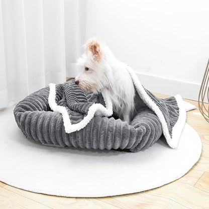 Waterproof Pet Blanket Soft Calming Dog Blanket Cozy Sherpa Fleece Blanket Reversible Furniture Protector Cover for Small Medium Large Dogs Cats Machine Washable, Dark Grey 35x25 in