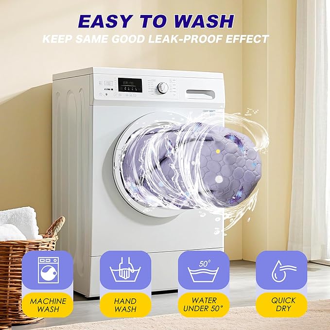 Washable Pee Pads for Dogs, 2Pack Reusable Puppy Pads, Super Absorbent & Leakproof Dog Pads, Anti-Slip Dog Pee Pads for Puppy Training & Incontinence, Feather Pattern 24"x24"