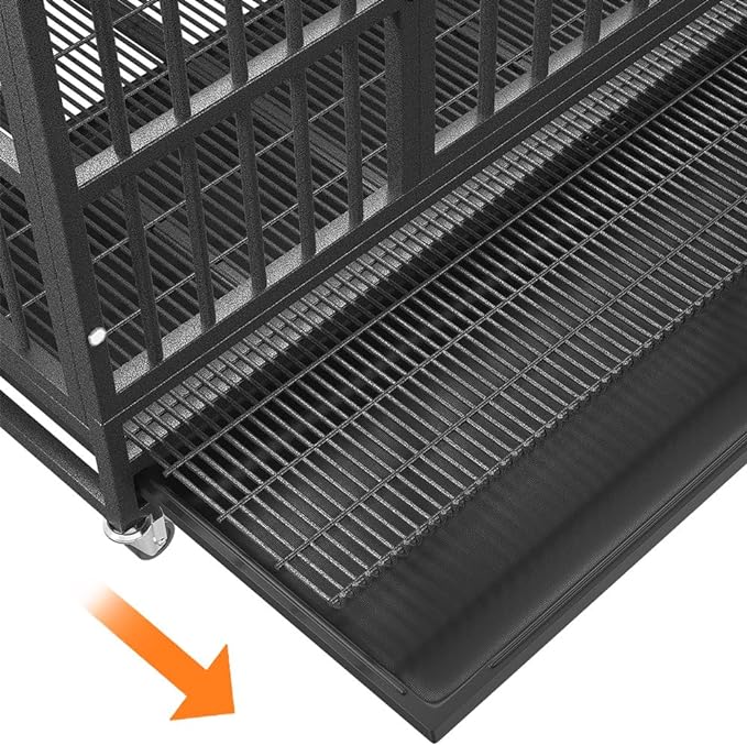 48" Furniture Dog Crate for Large Dogs, Heavy Duty Dog Kennel Indoor with Removable Crate Trays, Wheels and Stylish Wooden Top, Extra Large XL XXL Dog Cage