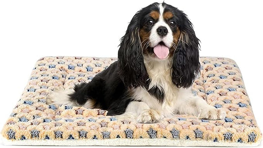Mora Pets Dog Bed Crate Pad Ultra Soft Pet Bed with Cute Star Print Washable Crate Mat for Large Medium Small Dogs Reversible Fleece Dog Crate Kennel Mat Cat Bed Liner 29 x 21 inch Brown