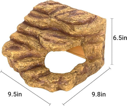 Resin Reptile Hideout Cave Reptile Habitat Tank Decor Terrarium Accessories for Bearded Dragon Leopard Gecko Lizards Turtle