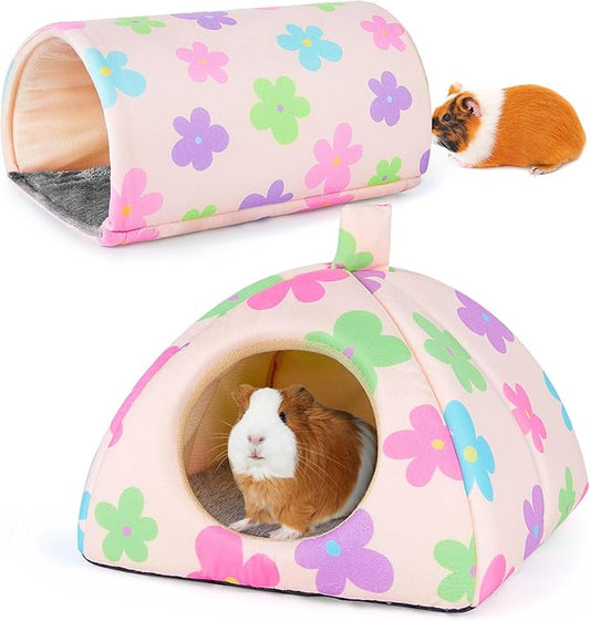 Unicorn Catcher Guinea Pig Hideout and Tunnel, 2 Pack Soft Washable Guinea Pig Bedding Accessories for Cages