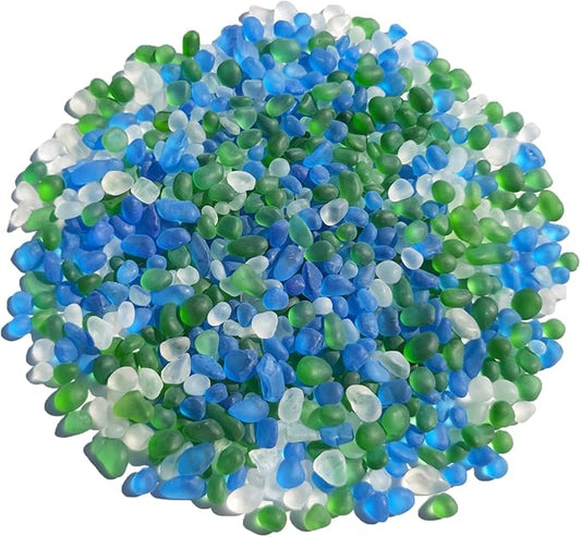 Sea Glass Stones - 0.9LB Frosted Glass Pebbles Gemstones - Perfect for Aquarium Rocks, Fish Tank Gravel, Vase Fillers, DIY Crafts, and Home Decor (Green, Aquamarine, White)
