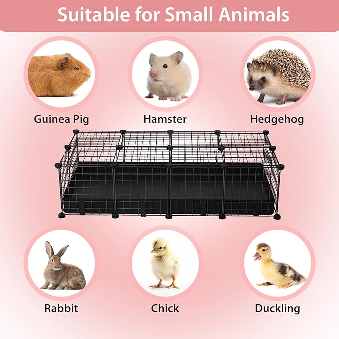 Small Animal Playpen with Waterproof Mat,Guinea Pig Cages,48"*24.6"*12.2"C&C Cage for Hamster,Rabbit,Hedgehog,Chinchilla,Ferret,Indoor Outdoor Portable Metal Wire Yard Fence,Metal Pet Panels-20pcs