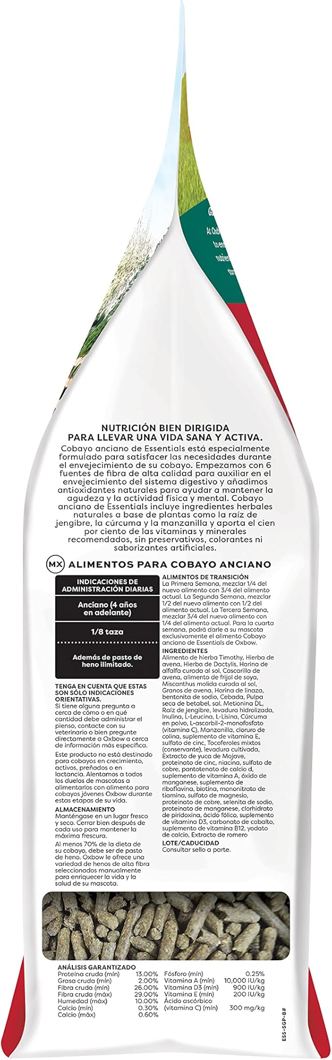 Oxbow Essentials Senior Guinea Pig Food, Made with Oxbow Alfalfa for Guinea Pig, Pet Food Pellets with Vitamin C, Small Animal Pet Products, Made in USA, High Fiber, 8 lb. Bag
