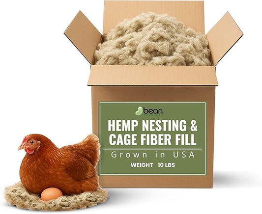 Hemp Nesting Fiber - 10 lb Chicken Nest Box Pad Hemp Fiber Fill - Absorbent DUST Free- Egg Laying Chickens coop, Horse stall, Rabbit, Reptile, Hamster, Cage Fibre, FiberFill Washable - Grown in USA