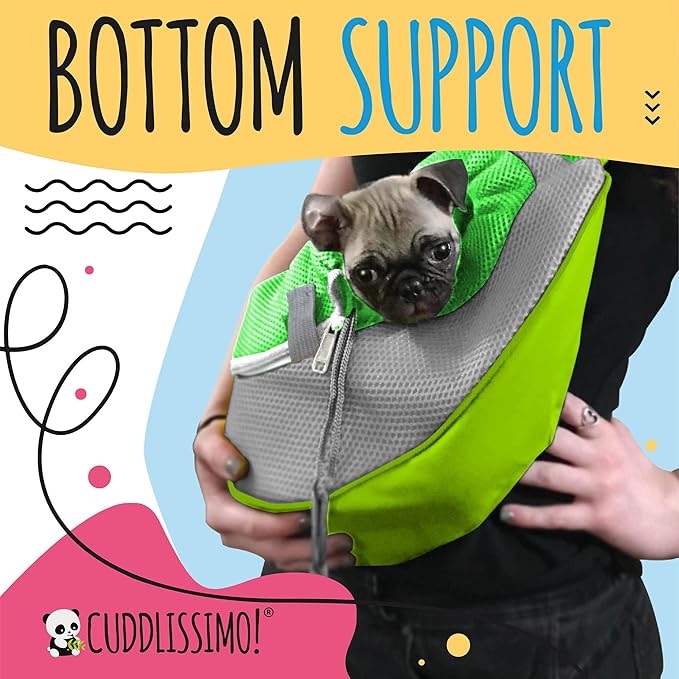 Pet Sling Carrier - Small Dog Puppy Cat Carrying Bag Purse Pouch - for Pooch Doggy Doggie Yorkie Chihuahua Baby Papoose Bjorn - Hiking Travel Front Chest Body Holder Pack to Wear (Green)
