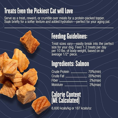 Whole Life Cat Just One Salmon Freeze Dried Cat Treats - Human Grade High Protein Food, Healthy Training Snacks, Freeze Dried Salmon Food Toppers, USA Made Natural Treats - 8 oz (Pack of 1)