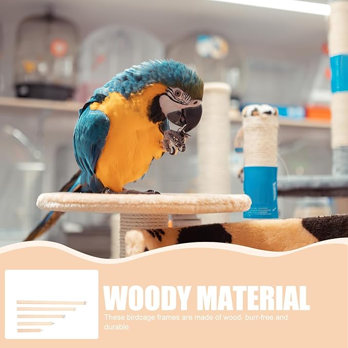 Wood Bird Perch Stand 5pcs Parrot Cage Stick Standing Sticks Climbing Branch Rod Bird Cage Grinding Toy for Cockatiels Parakeet （10+15+20+25+30 CM）
