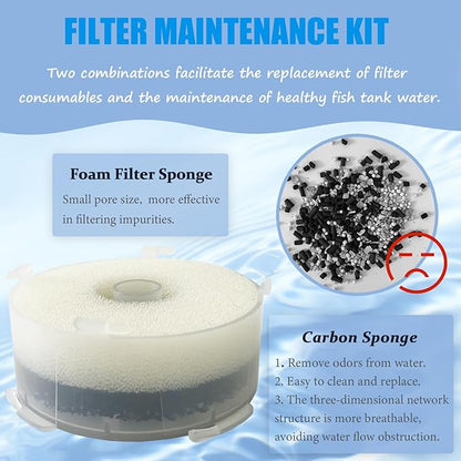 SHIGATSU 20 Pack Replacement Aquarium Maintenance Kit for Biorb Filter, Aquarium Sponge Foam and Carbon Rings Set