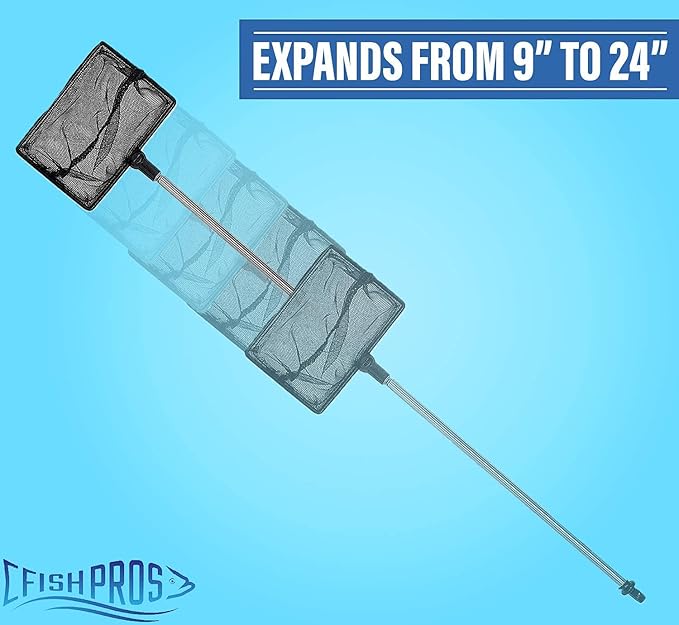 Long Handle Fine Net Fish Tank Net – Retractable 24 inches
