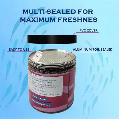 Freeze Dried Blood Worms Fish Food - High Protein Natural Aquatic Food for Tropical & Saltwater Fish, Betta, Goldfish, Cichlid, Guppy - Enhances Color & Growth 3.5 oz