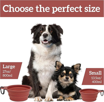 OHMO Large Collapsible Dog Bowls, (2 Pack 27oz/800ml) Premium Silicone Portable Travel Water Food Foldable Bowls Pet Feeding Bowl for Outdoor Camping Hiking