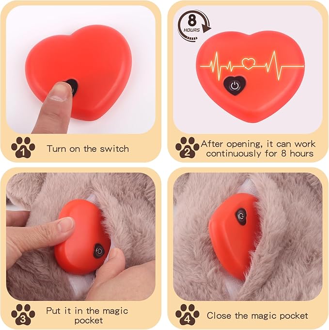 BEVERLYSHARK Beverly Shark Puppy Heartbeat Toy Dog Anxiety Relief Calming Aid Puppy Heartbeat Stuffed Animal Behavioral Training Sleep Aid Comfort Soother Plush Toy for Puppies Cats