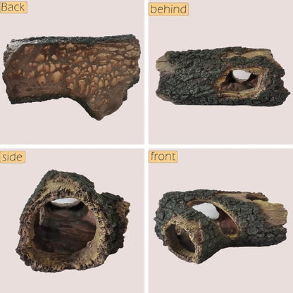 IBWell Aquarium Wood Fish Tank Decorations，Resin Fake Logs Terrarium DÉCor, Reptile Hide Aquarium Hideout for Fish Cave, Small Turtles, to 20 Gallon Tank