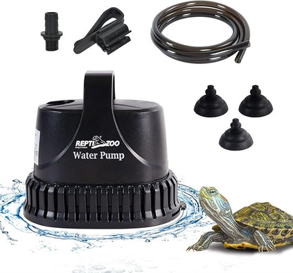 REPTIZOO Low Water Level Drain Pump, 243GPH 26W Submersible Drain with Bottom Suction, Flow Adjustable Bottom-draw Water Pump for Turtle/Fish/Paludarium Tanks