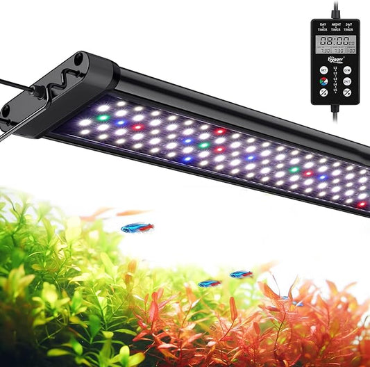 hygger Custom LED Aquarium Light,Daylight-Moonlight & 24/7 Mode, Adjustable Brightness 8 Colors Full Spectrum Fish Tank Light for 24-30 Inches Freshwater Planted Tank Auto On Off Ramp Up Down